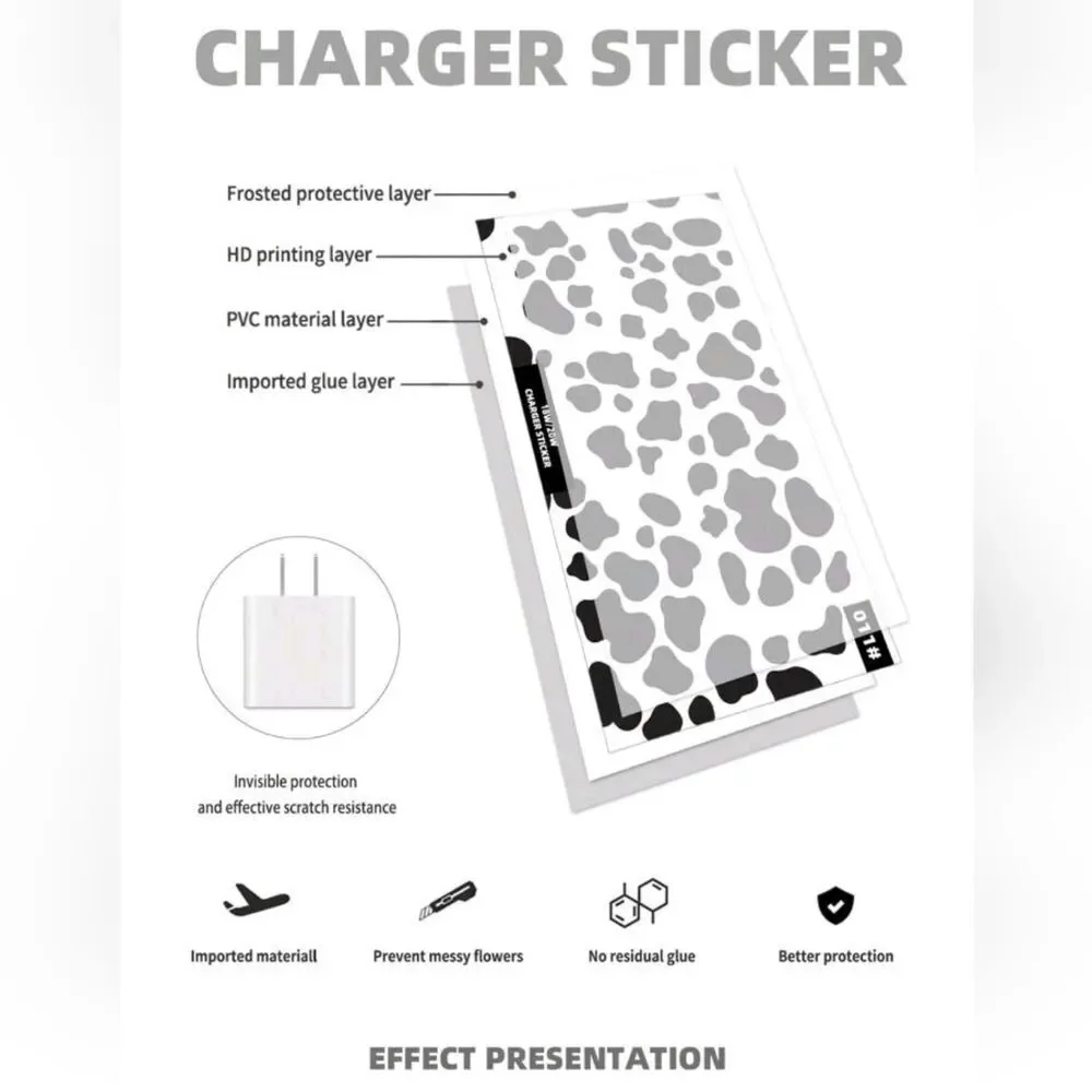 💕$1 Bundled Pattern Data Cable & Charger Head Sticker